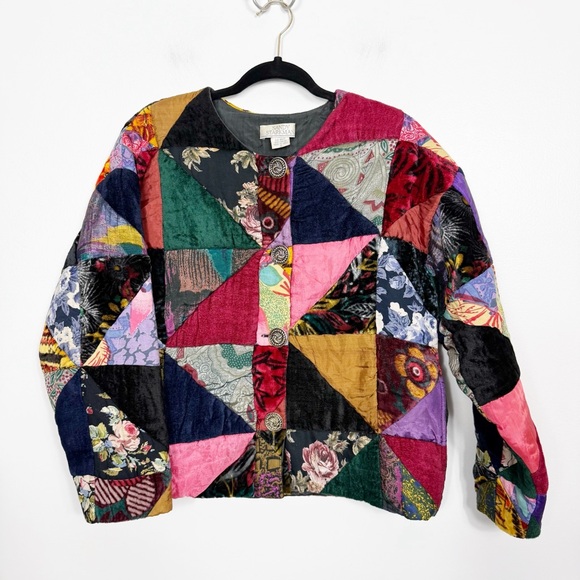 Vintage Jackets & Blazers - Vintage Sandy Starkman Patchwork Art to Wear Artsy Jacket Size Small